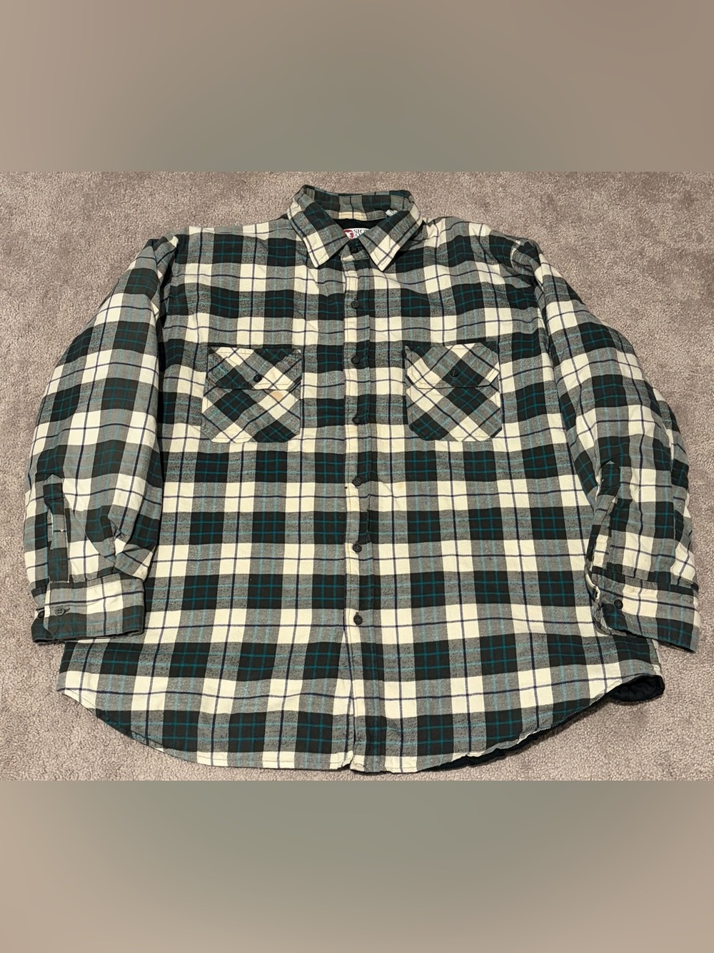 VTG Sports Afield Quilted Insulated Shacket Blue Black Plaid Mens Size XXL